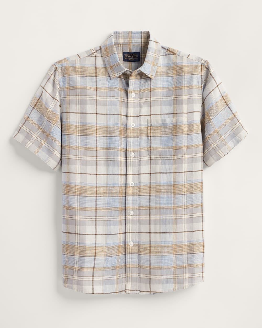 MEN'S PLAID SHORELINE LINEN SHIRT IN GREY MULTI image number 1