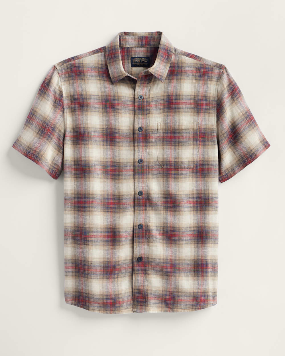 MEN'S PLAID SHORELINE LINEN SHIRT IN TAN/BRICK image number 1