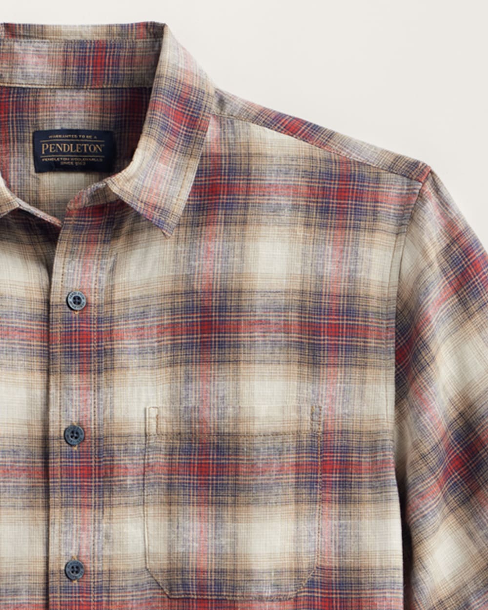 ALTERNATE VIEW OF MEN'S PLAID SHORELINE LINEN SHIRT IN TAN/BRICK image number 2
