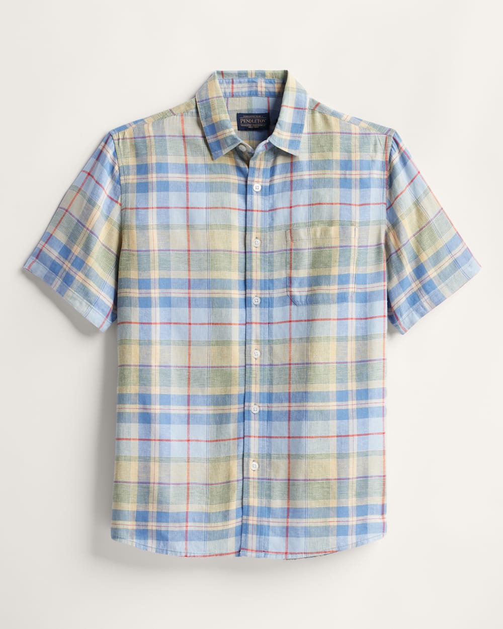 ALTERNATE VIEW OF MEN'S PLAID SHORELINE LINEN SHIRT IN BLUE MULTI image number 5