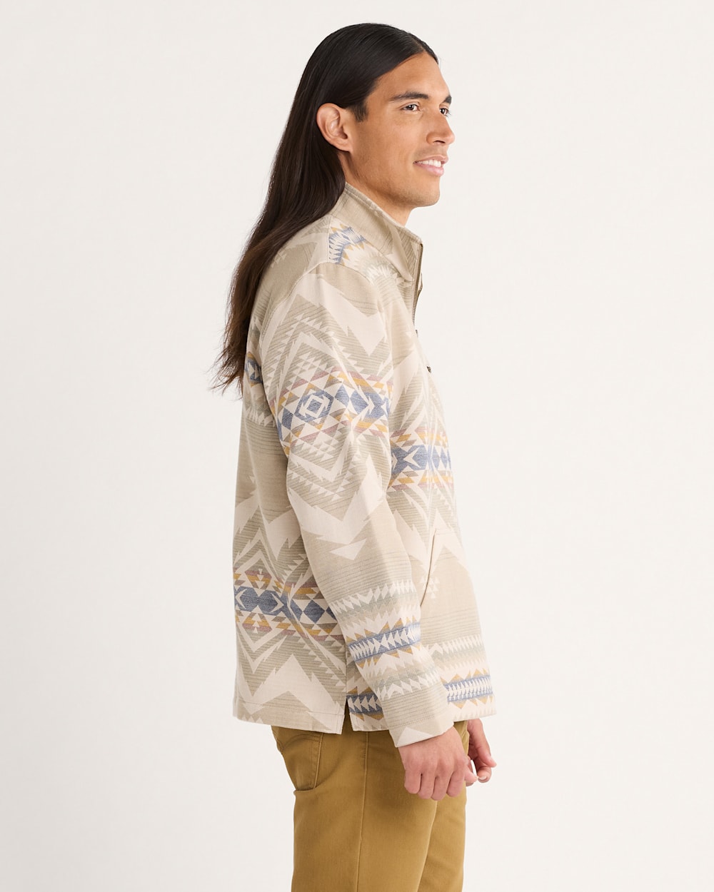 ALTERNATE VIEW OF MEN'S DOUBLESOFT DOVER QUARTER ZIP IN TAUPE CASCADIA image number 3