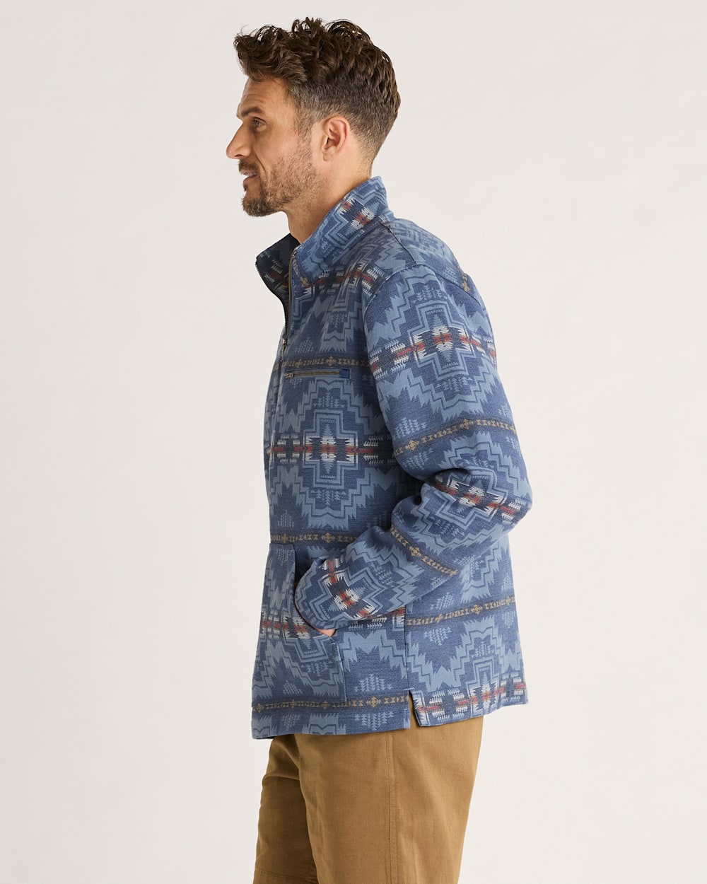 ALTERNATE VIEW OF MEN'S DOUBLESOFT DOVER QUARTER ZIP IN NAVY HARDING STAR image number 3