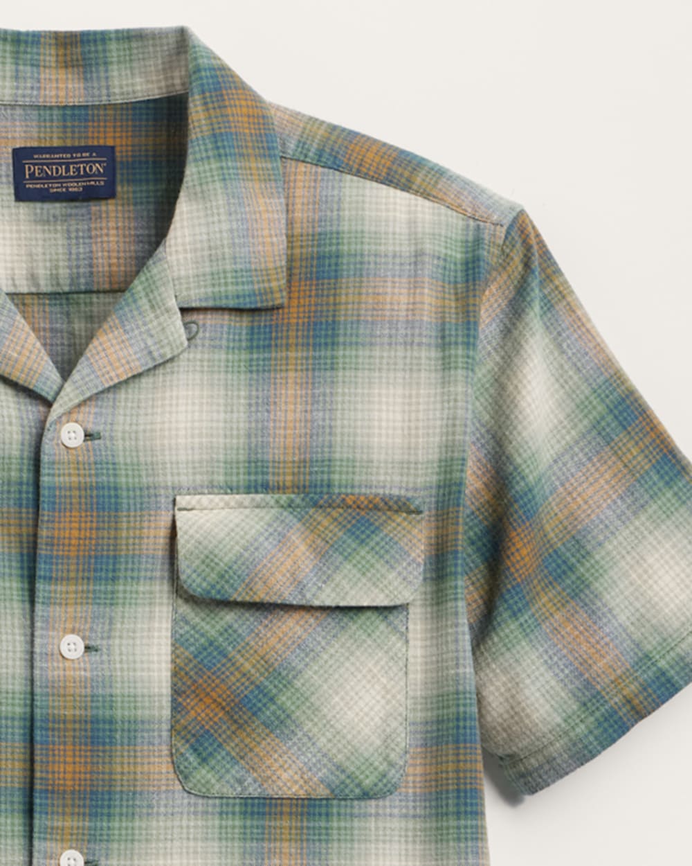ALTERNATE VIEW OF MEN'S SHORT-SLEEVE PLAID COTTON BOARD SHIRT IN GREEN/GOLD PLAID image number 2