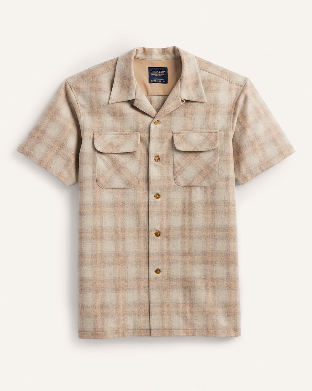 MEN'S SHORT-SLEEVE PLAID BOARD SHIRT IN TAN OMBRE image number 2