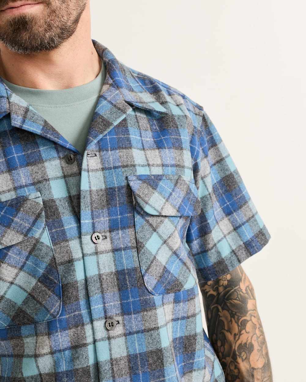 ALTERNATE VIEW OF MEN'S SHORT-SLEEVE PLAID BOARD SHIRT IN BLUE ORIGINAL SURF PLAID image number 4