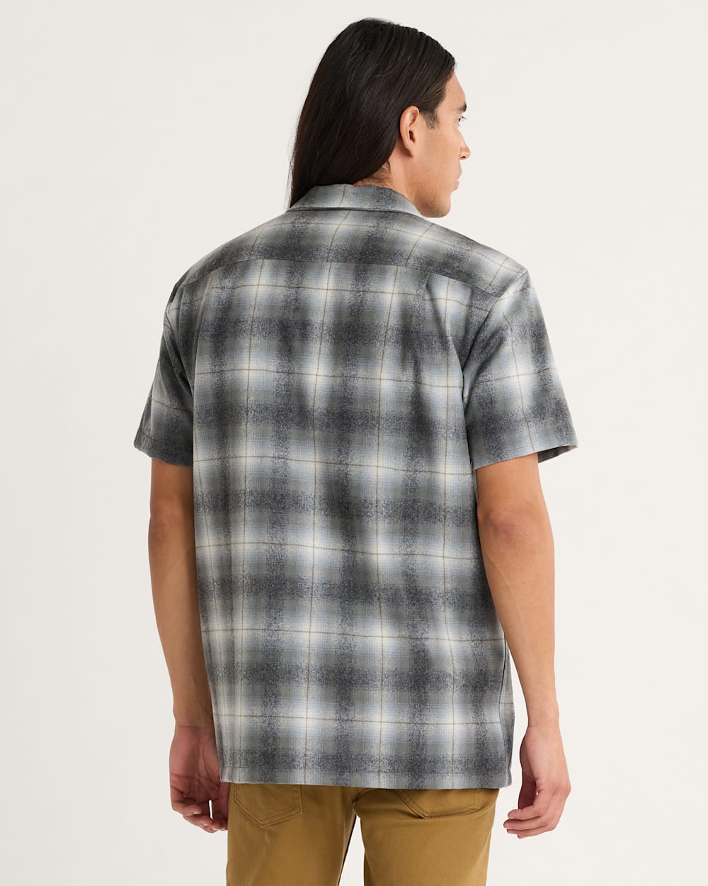 ALTERNATE VIEW OF MEN'S SHORT-SLEEVE PLAID BOARD SHIRT IN OXFORD MIX/GREEN OMBRE image number 2