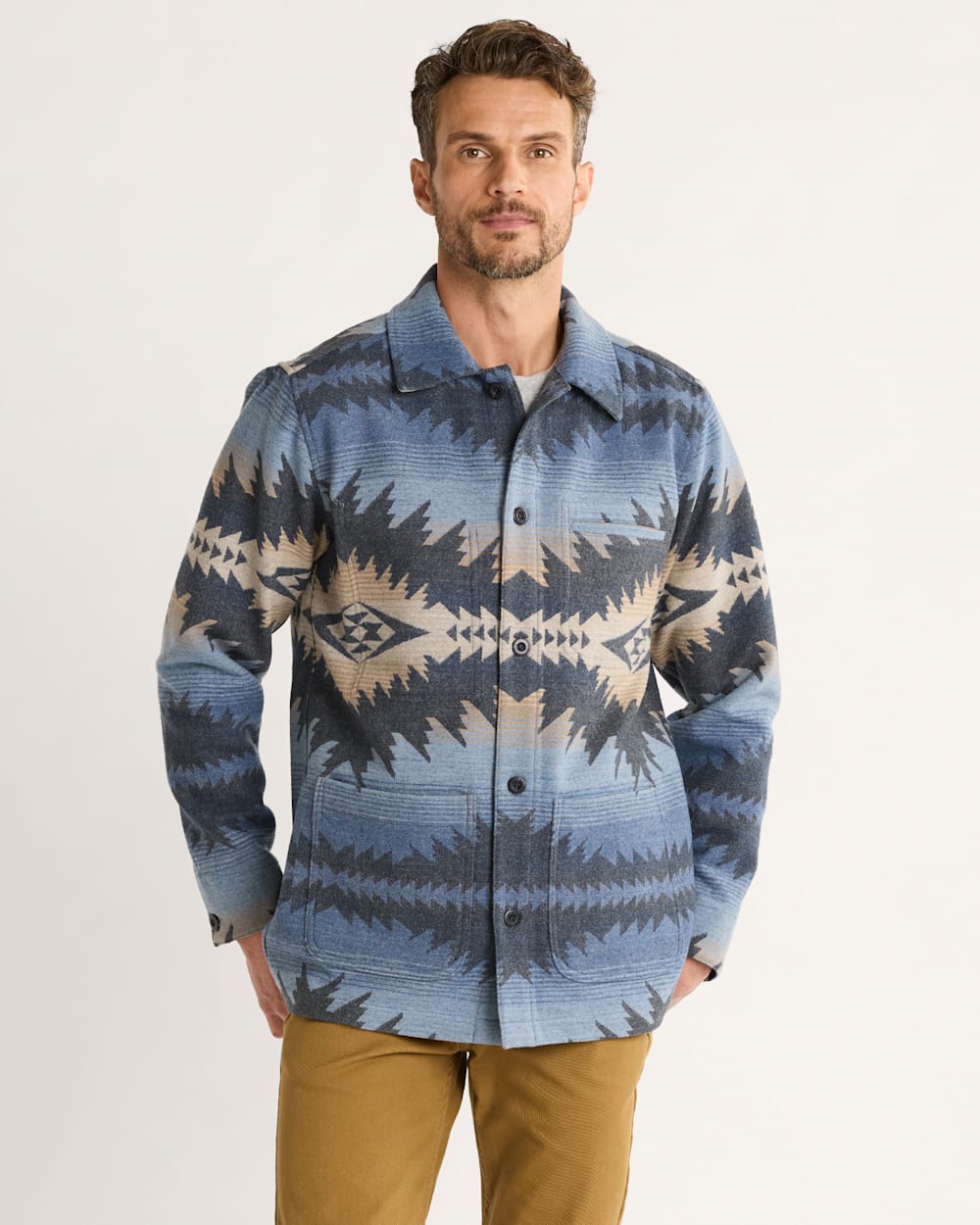 MEN'S CONWAY WOOL CHORE JACKET IN BLUE SUNSET PASS image number 1