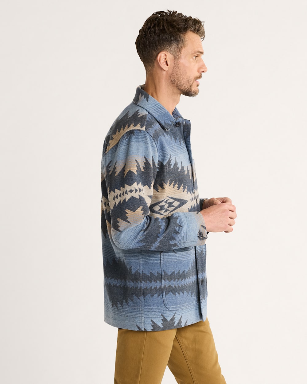 ALTERNATE VIEW OF MEN'S CONWAY WOOL CHORE JACKET IN BLUE SUNSET PASS image number 3