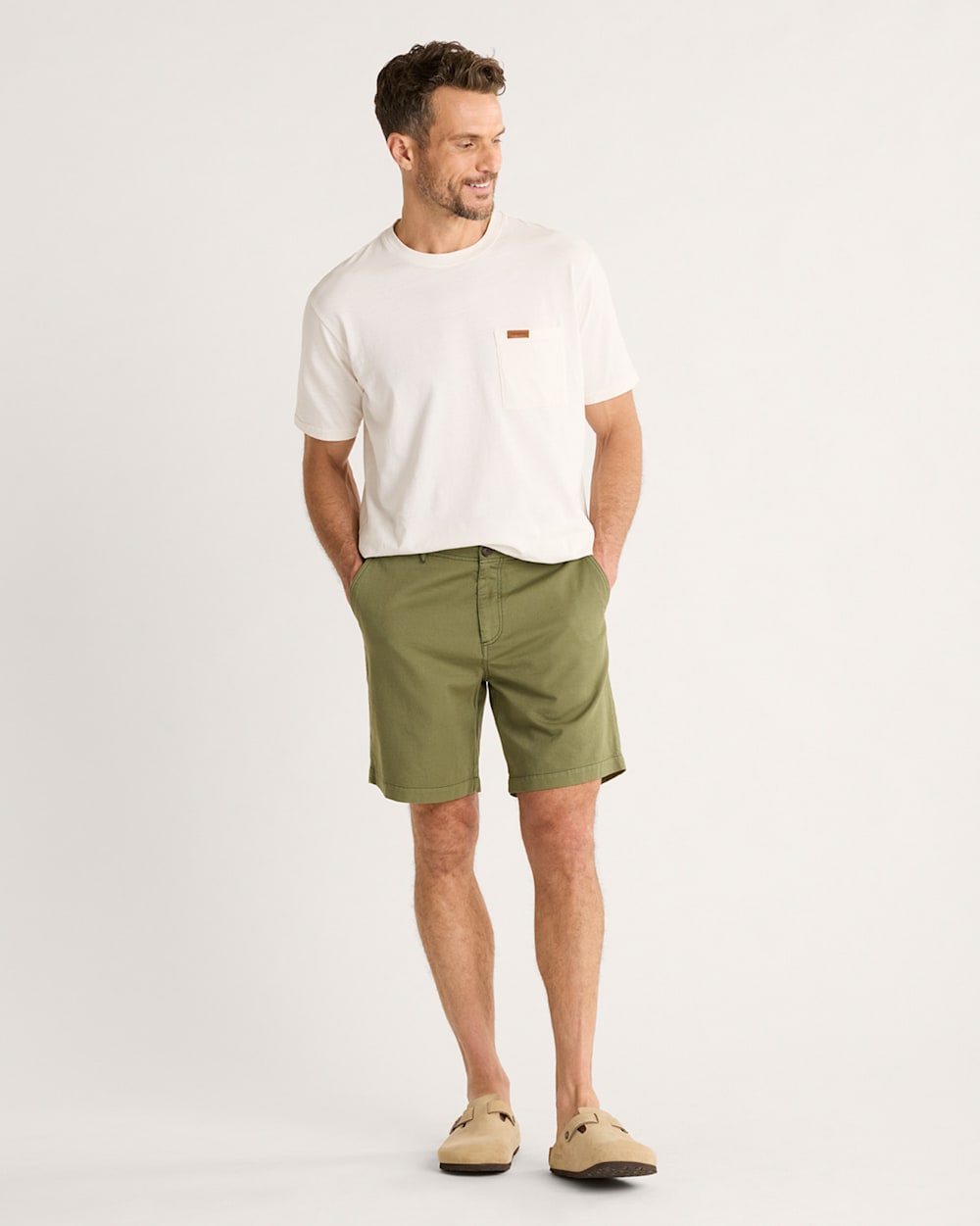 ALTERNATE VIEW OF MEN'S SKYLER COTTON/LINEN SHORTS IN GREEN image number 2