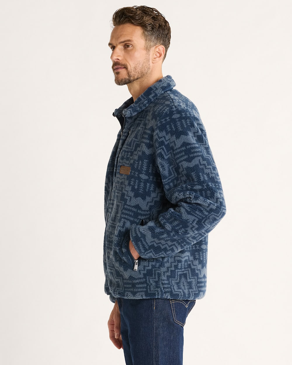 ALTERNATE VIEW OF MEN'S PASCO ZIP-FRONT FLEECE JACKET IN BLUE HARDING STAR image number 3