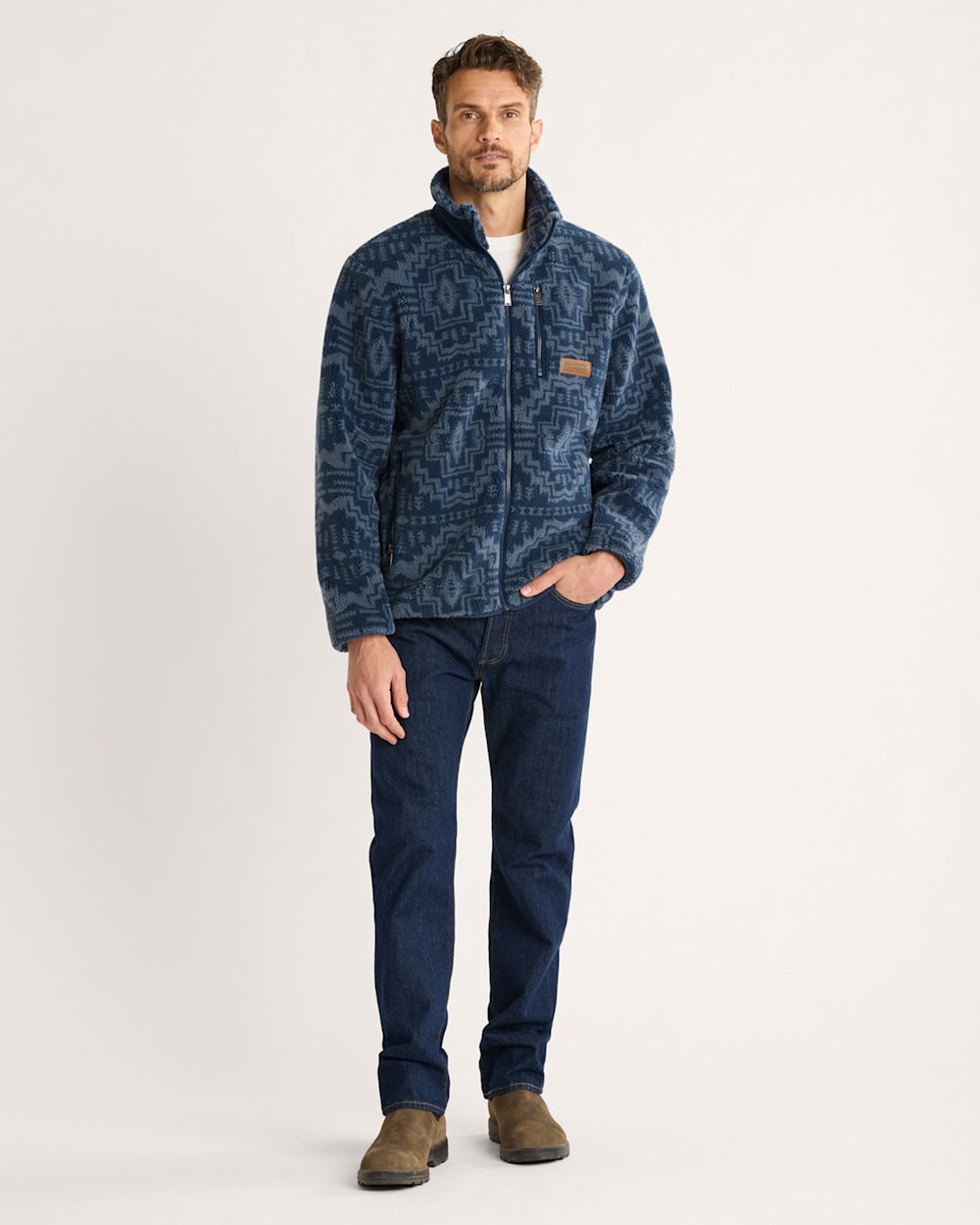 ALTERNATE VIEW OF MEN'S PASCO ZIP-FRONT FLEECE JACKET IN BLUE HARDING STAR image number 5