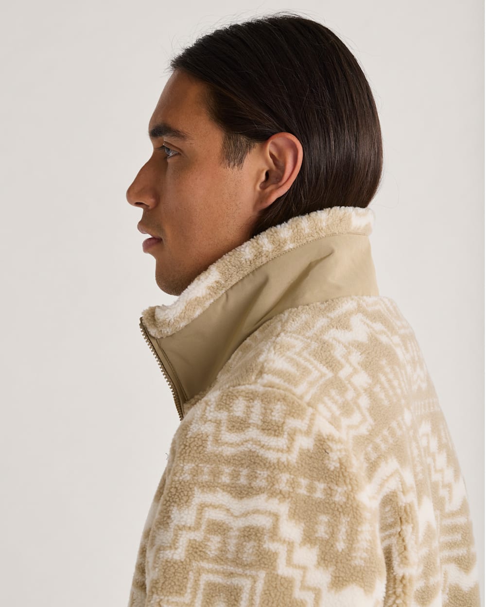 ALTERNATE VIEW OF MEN'S PASCO ZIP-FRONT FLEECE JACKET IN TAN HARDING STAR image number 4