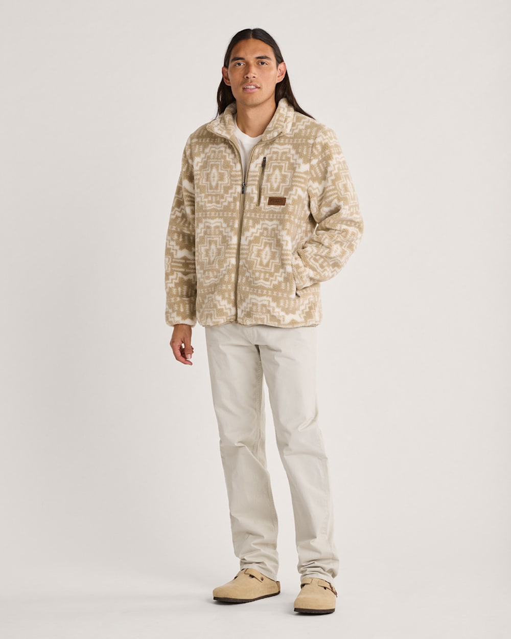 ALTERNATE VIEW OF MEN'S PASCO ZIP-FRONT FLEECE JACKET IN TAN HARDING STAR image number 5