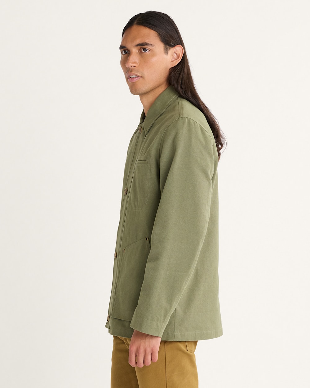 ALTERNATE VIEW OF MEN'S WARREN CANVAS JACKET IN GREEN LICHEN image number 3