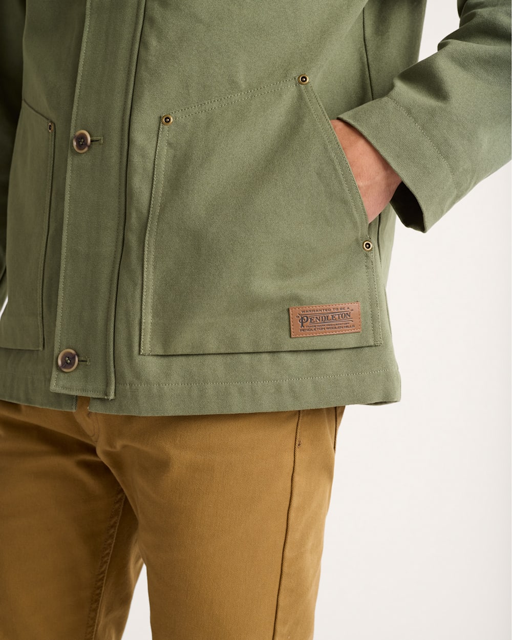 ALTERNATE VIEW OF MEN'S WARREN CANVAS JACKET IN GREEN LICHEN image number 4
