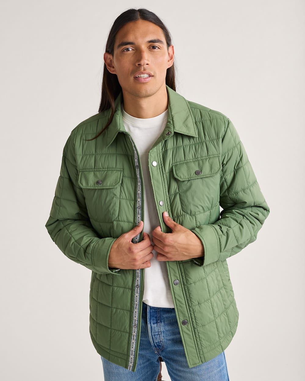MEN'S ARROYO CRINKLE QUILTED SHIRT JACKET IN GREEN VINE image number 1