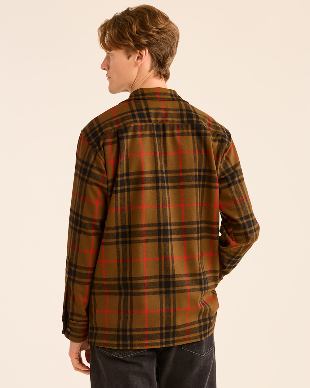 ALTERNATE VIEW OF MEN'S PLAID BOARD SHIRT IN BROWN/BLACK/RED image number 3