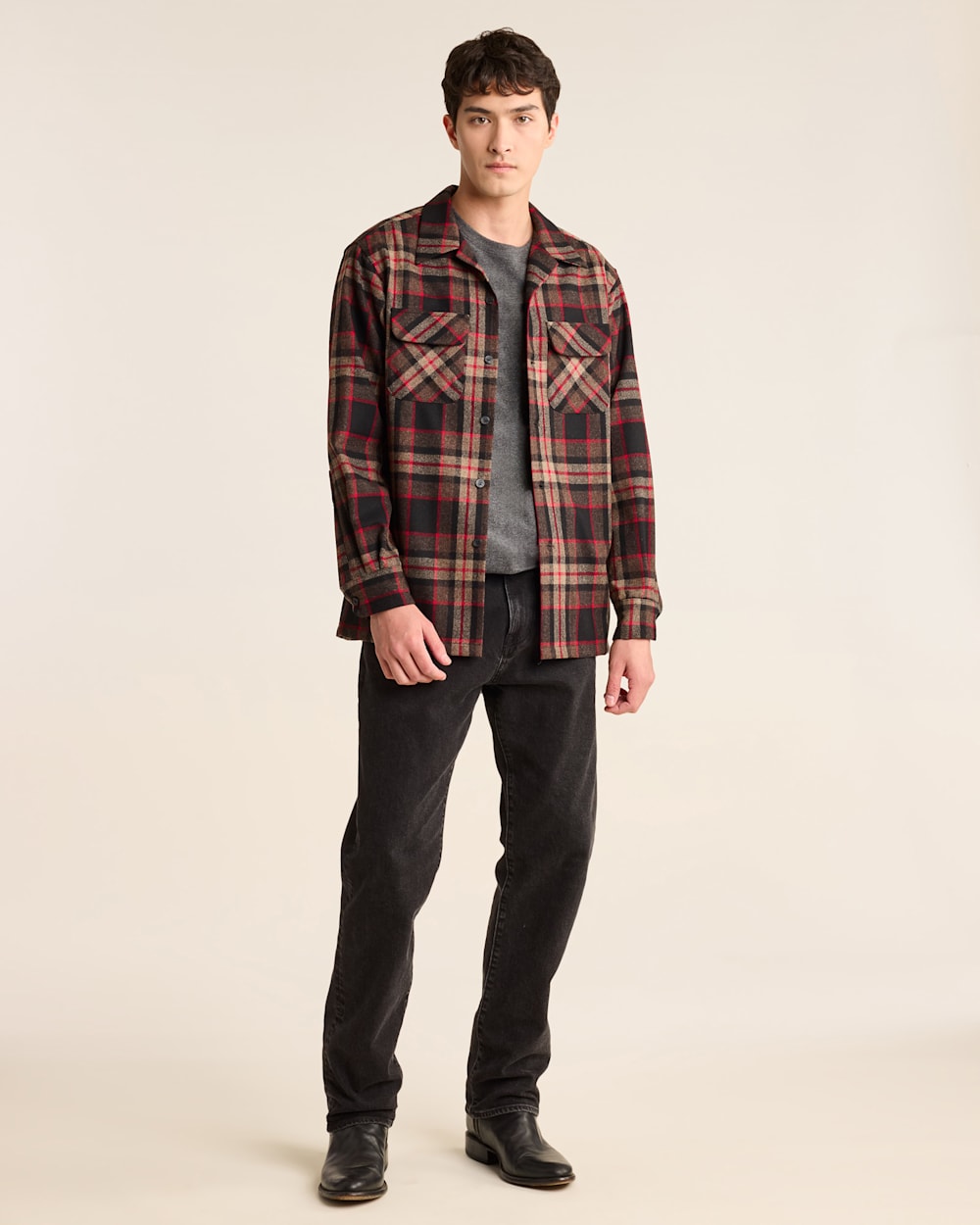 MEN'S PLAID BOARD SHIRT IN BROWN MIX image number 1