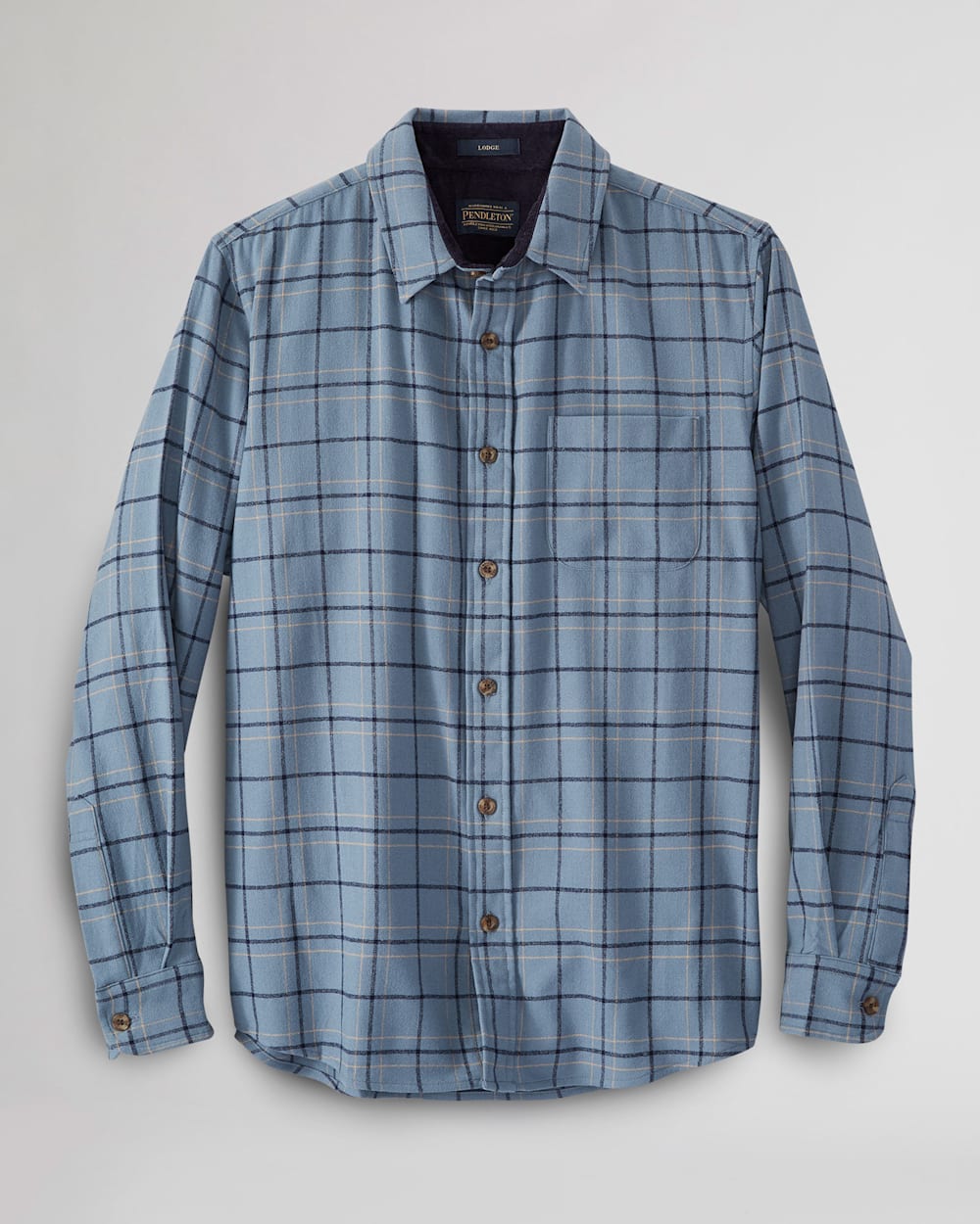 MEN'S MERINO LODGE SHIRT IN BLUE WINDOWPANE image number 1