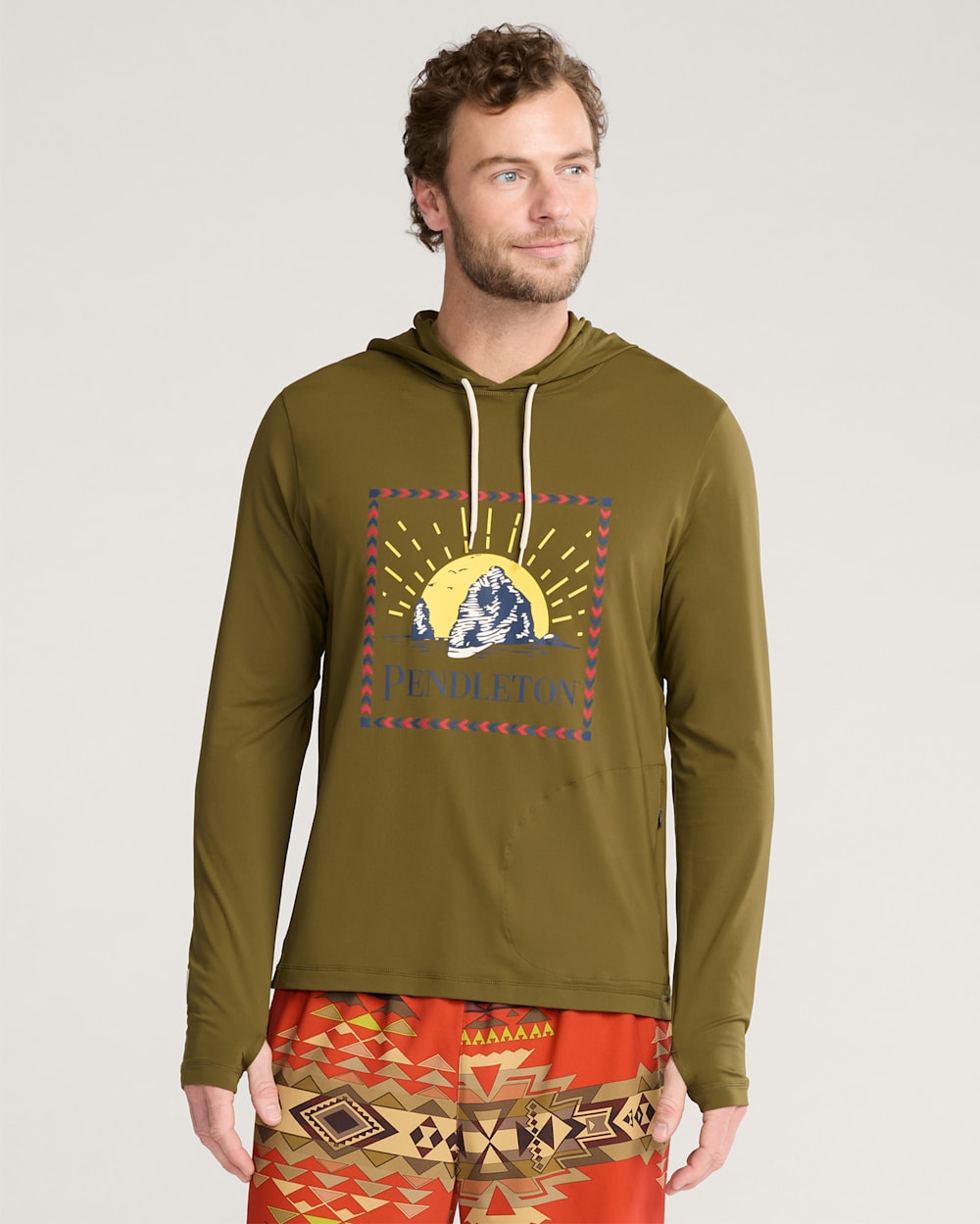 SURF PENDLETON UNISEX LONG-SLEEVE RASHGUARD IN DARK OLIVE image number 1