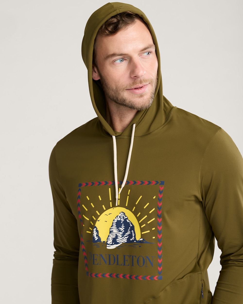 ALTERNATE VIEW OF SURF PENDLETON UNISEX LONG-SLEEVE RASHGUARD IN DARK OLIVE image number 4