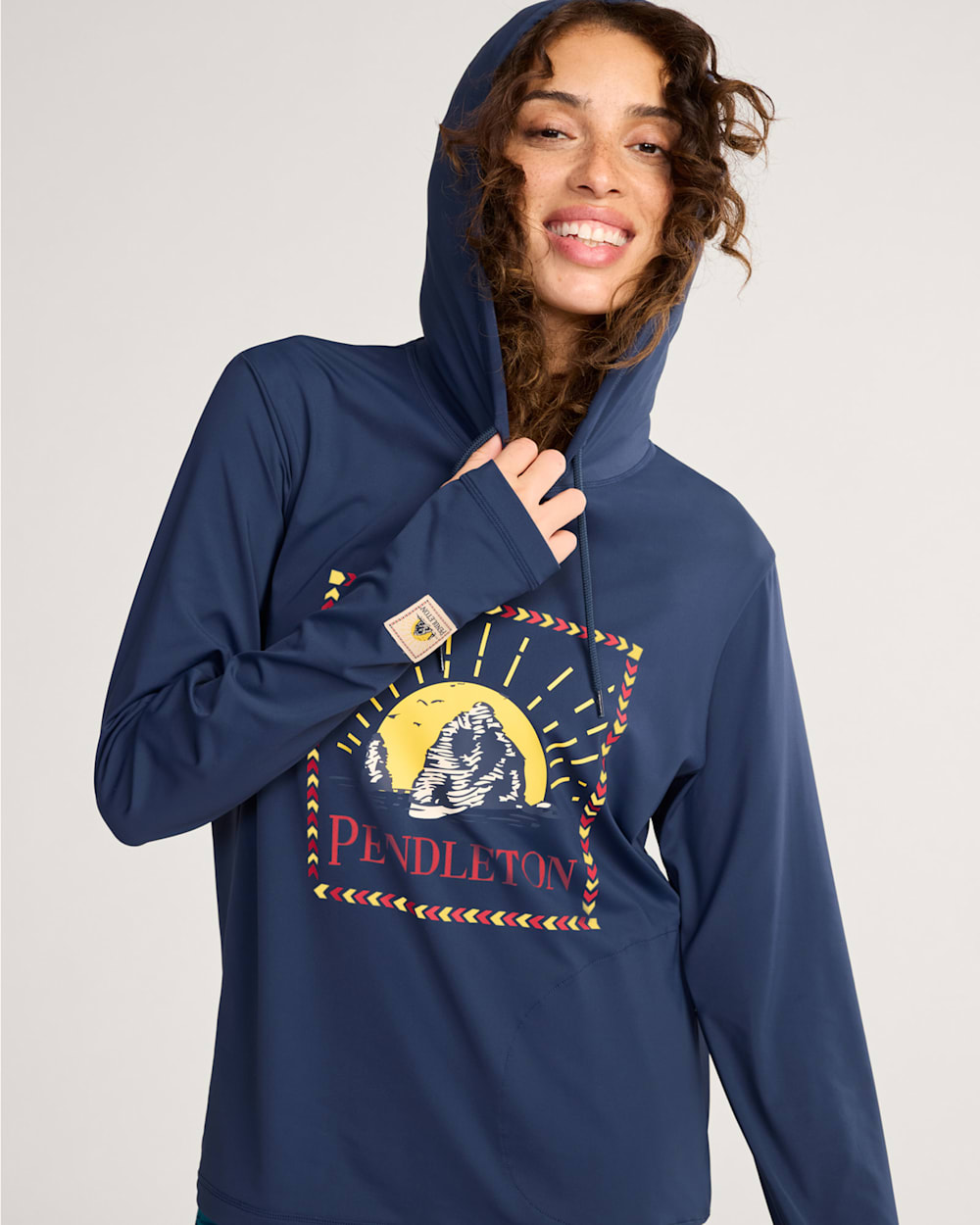 SURF PENDLETON UNISEX LONG-SLEEVE RASHGUARD IN DRESS BLUES image number 1