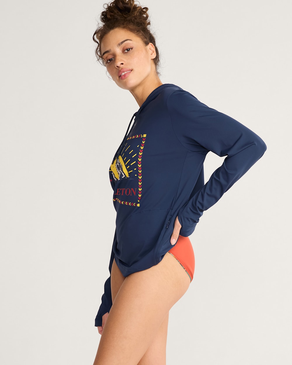 ALTERNATE VIEW OF SURF PENDLETON UNISEX LONG-SLEEVE RASHGUARD IN DRESS BLUES image number 3