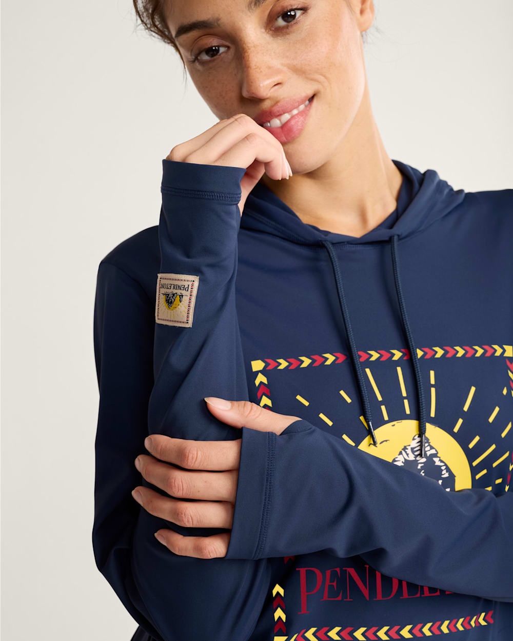 ALTERNATE VIEW OF SURF PENDLETON UNISEX LONG-SLEEVE RASHGUARD IN DRESS BLUES image number 4