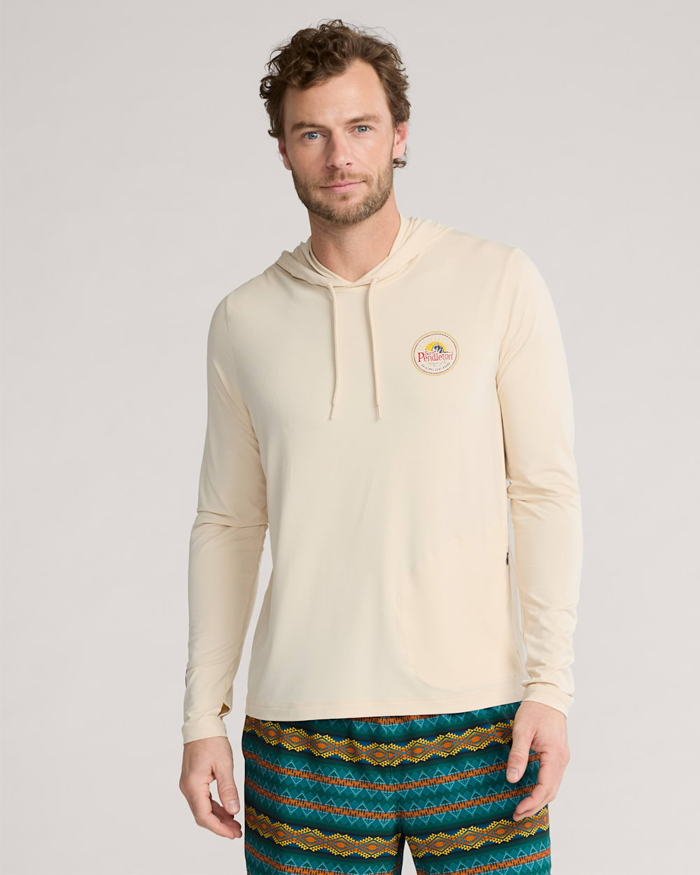 HAYSTACK ROCK UNISEX LONG-SLEEVE RASHGUARD IN SANDSHELL image number 1