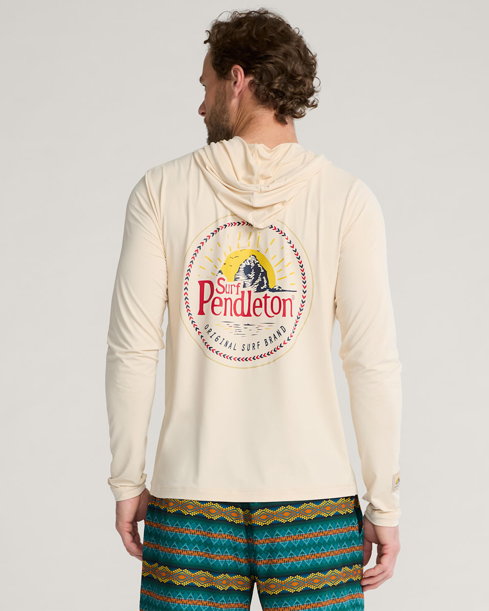 ALTERNATE VIEW OF HAYSTACK ROCK UNISEX LONG-SLEEVE RASHGUARD IN SANDSHELL image number 2