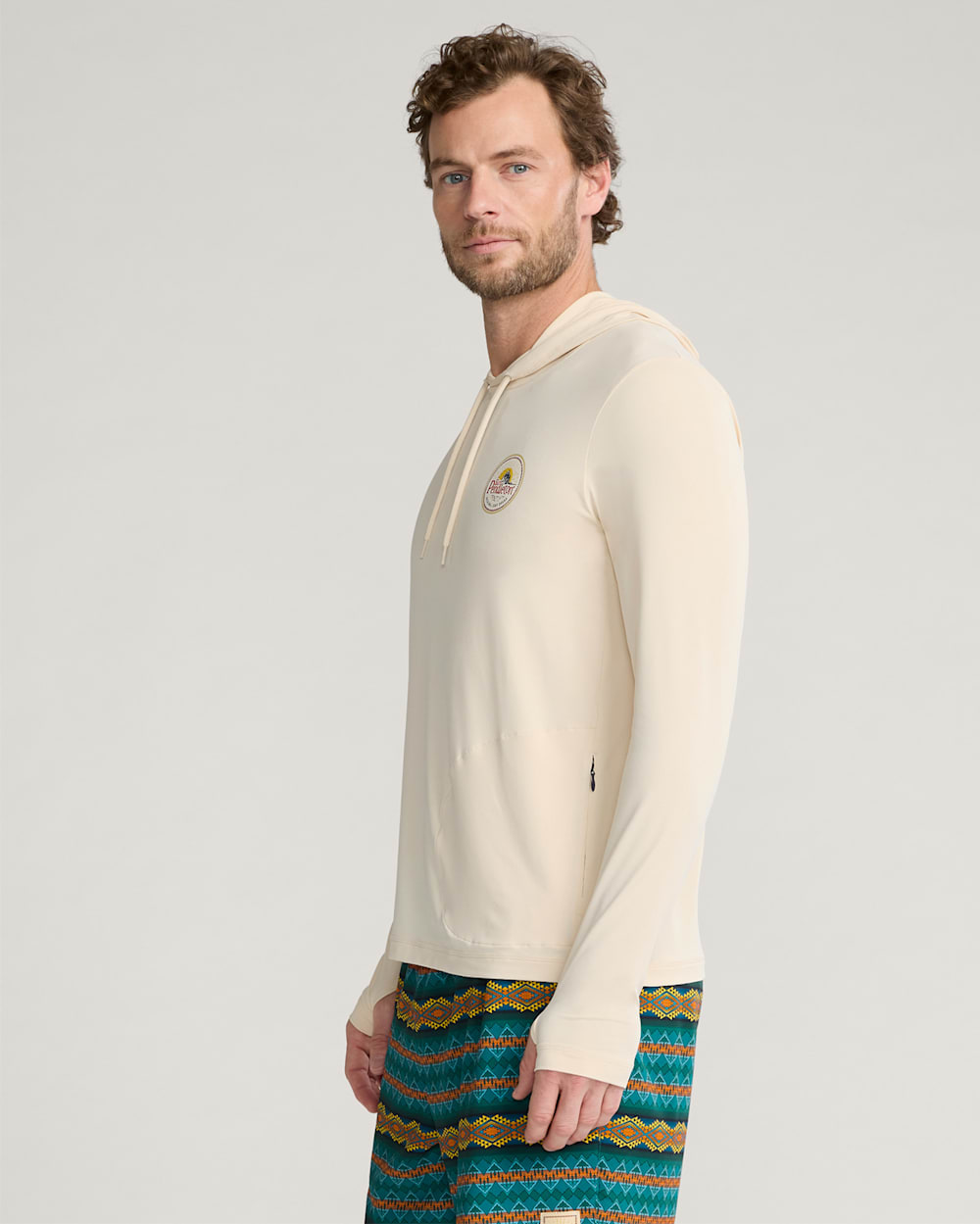 ALTERNATE VIEW OF HAYSTACK ROCK UNISEX LONG-SLEEVE RASHGUARD IN SANDSHELL image number 3