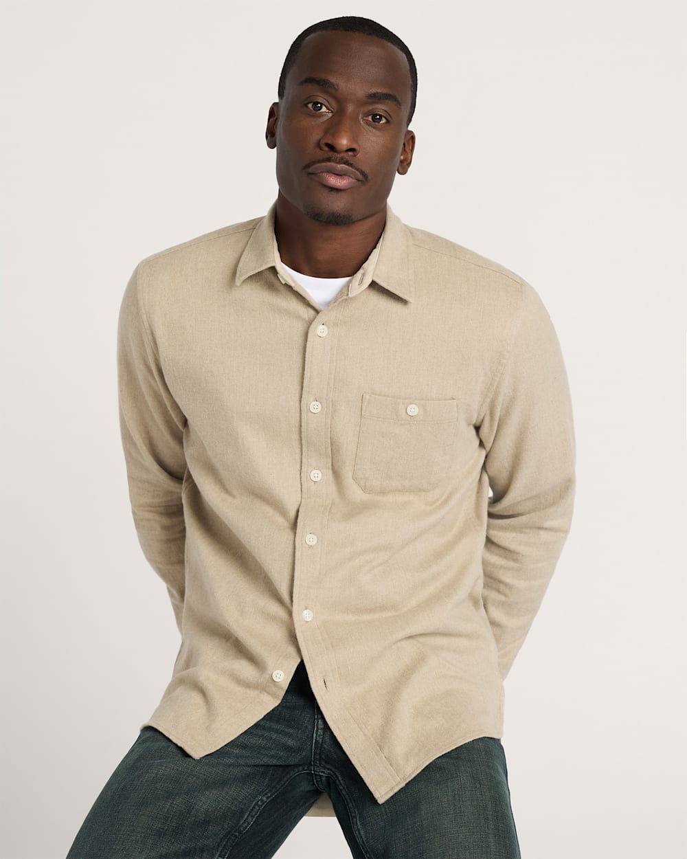 FREMONT COTTON FLANNEL SHIRT IN TAN HEATHER image number 1
