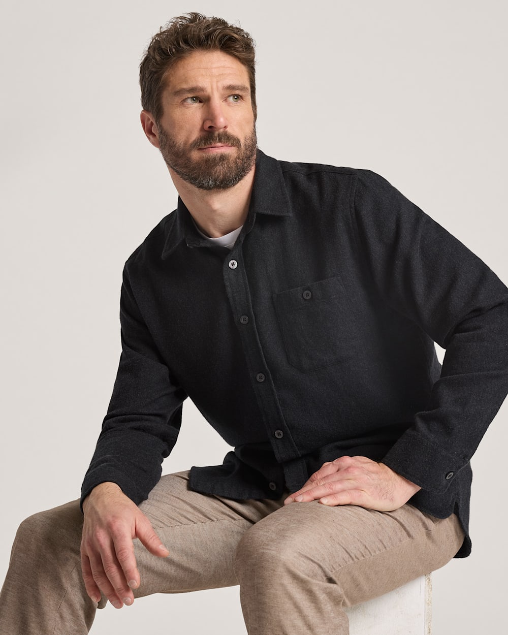 FREMONT COTTON FLANNEL SHIRT IN CHARCOAL HEATHER image number 1