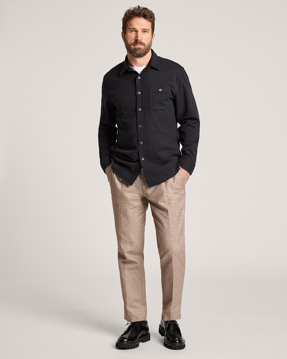 ALTERNATE VIEW OF FREMONT COTTON FLANNEL SHIRT IN CHARCOAL HEATHER image number 5