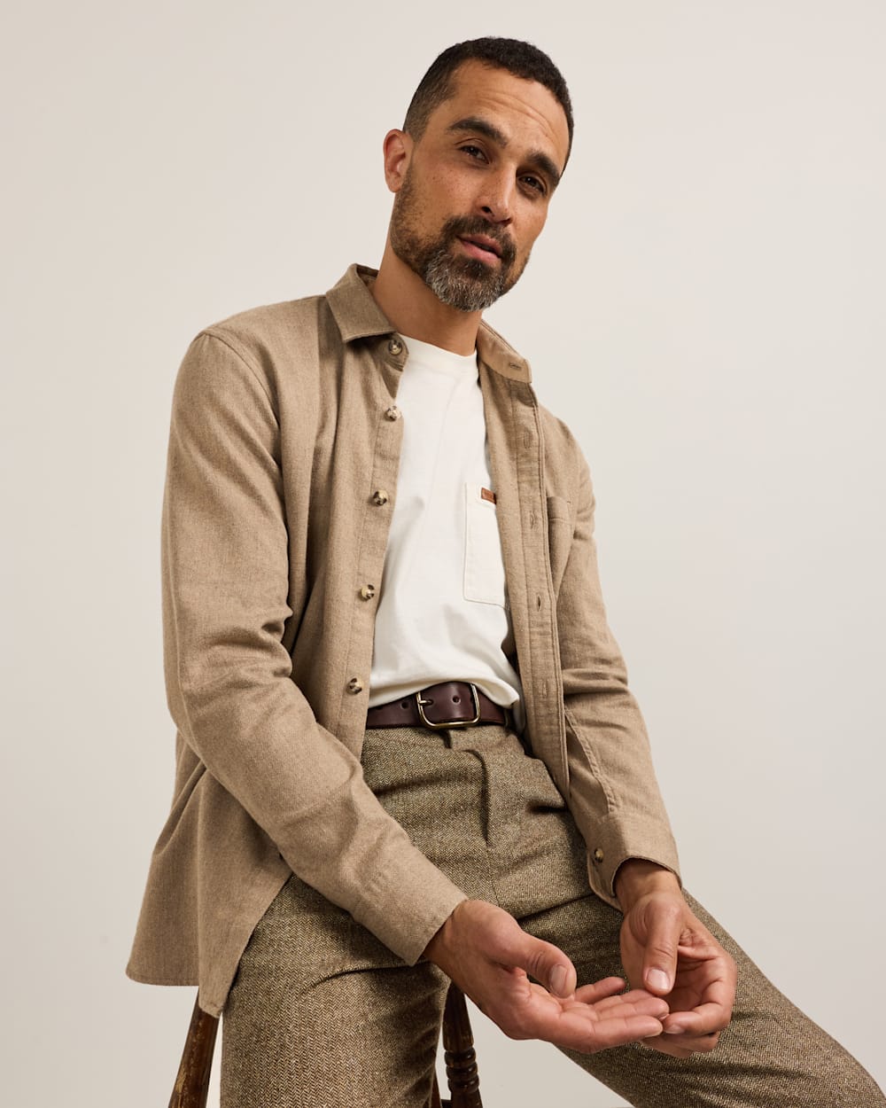 MEN'S FREMONT COTTON FLANNEL SHIRT IN TAN DONEGAL HEATHER image number 1