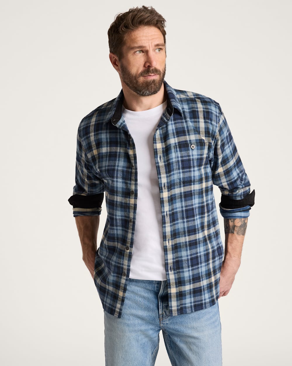 MEN'S PLAID COTTON FREMONT FLANNEL SHIRT IN DENIM MULTI PLAID image number 1
