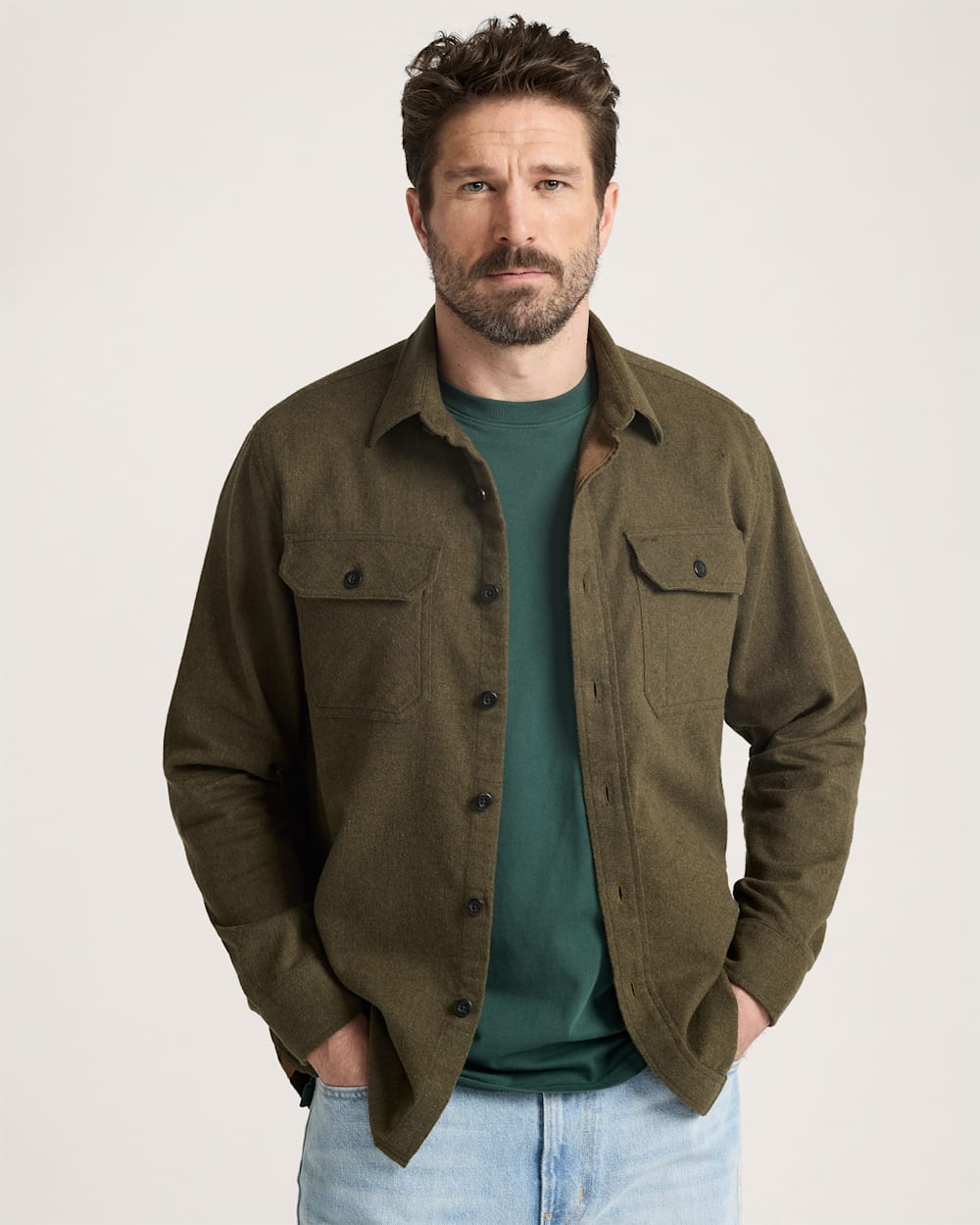 MEN'S BURNSIDE COTTON FLANNEL SHIRT IN FOREST GREEN HEATHER image number 1
