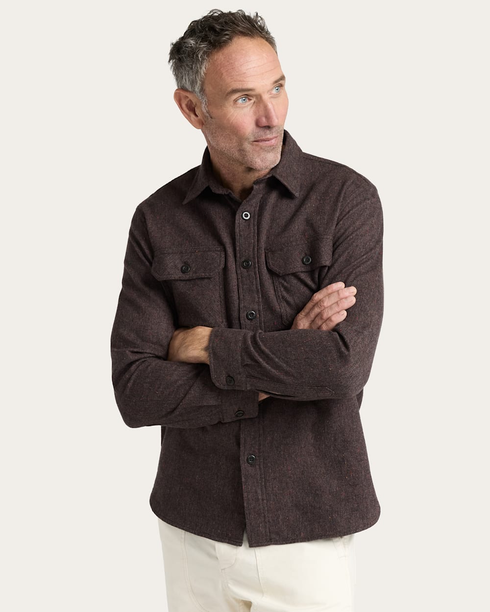 MEN'S BURNSIDE COTTON FLANNEL SHIRT IN BROWN HEATHER image number 1
