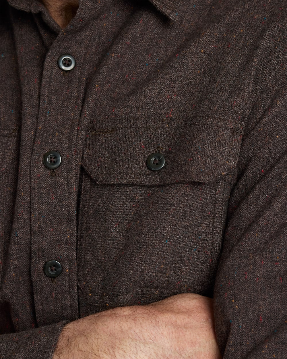 ALTERNATE VIEW OF MEN'S BURNSIDE COTTON FLANNEL SHIRT IN BROWN HEATHER image number 5