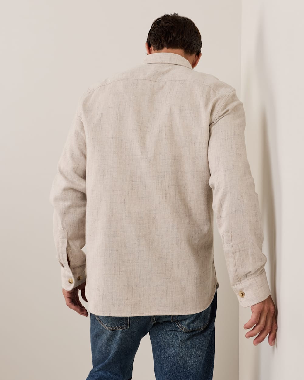 ALTERNATE VIEW OF MEN'S BURNSIDE COTTON FLANNEL SHIRT IN ECRU DONEGAL HEATHER image number 2