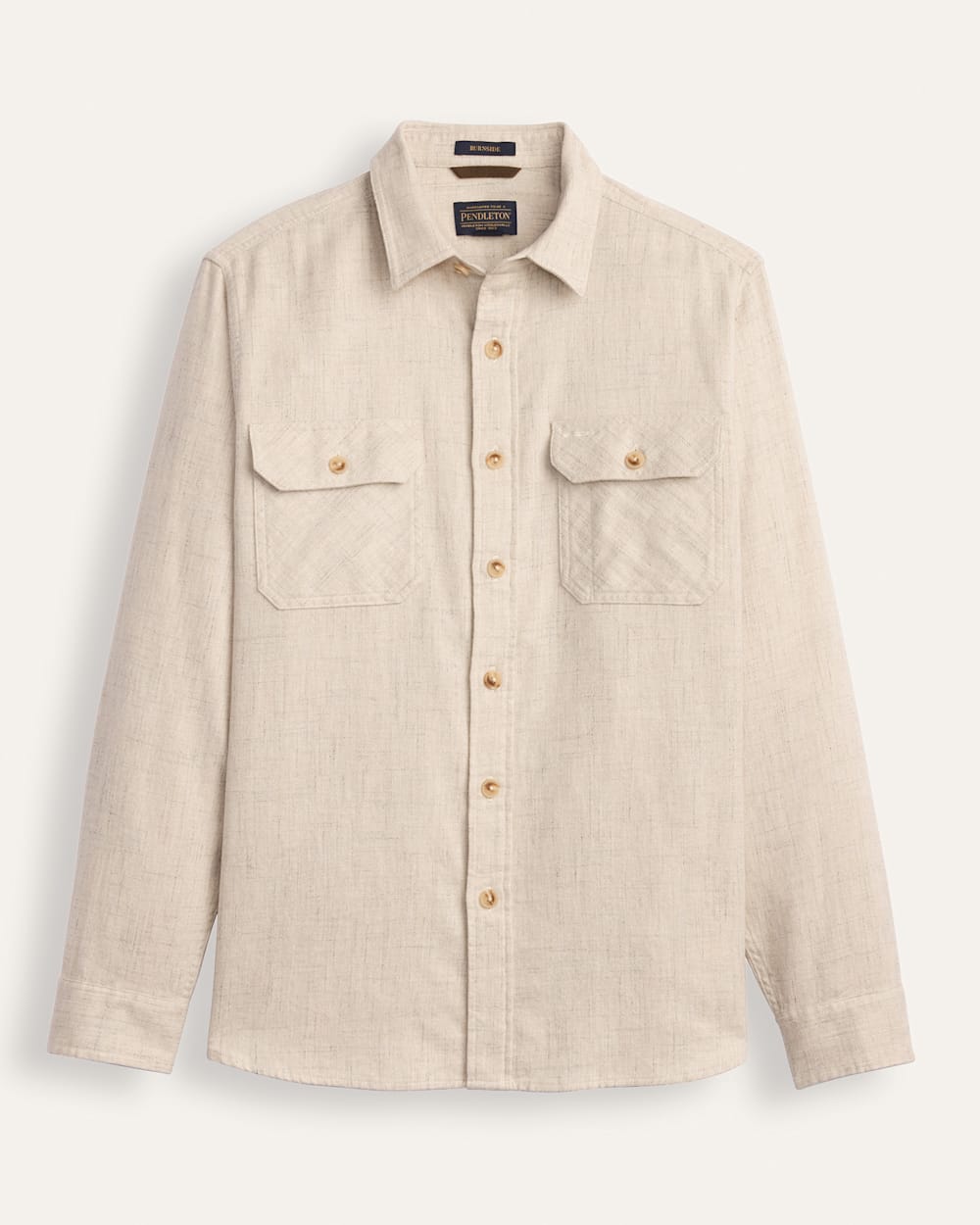 ALTERNATE VIEW OF MEN'S BURNSIDE COTTON FLANNEL SHIRT IN ECRU DONEGAL HEATHER image number 6