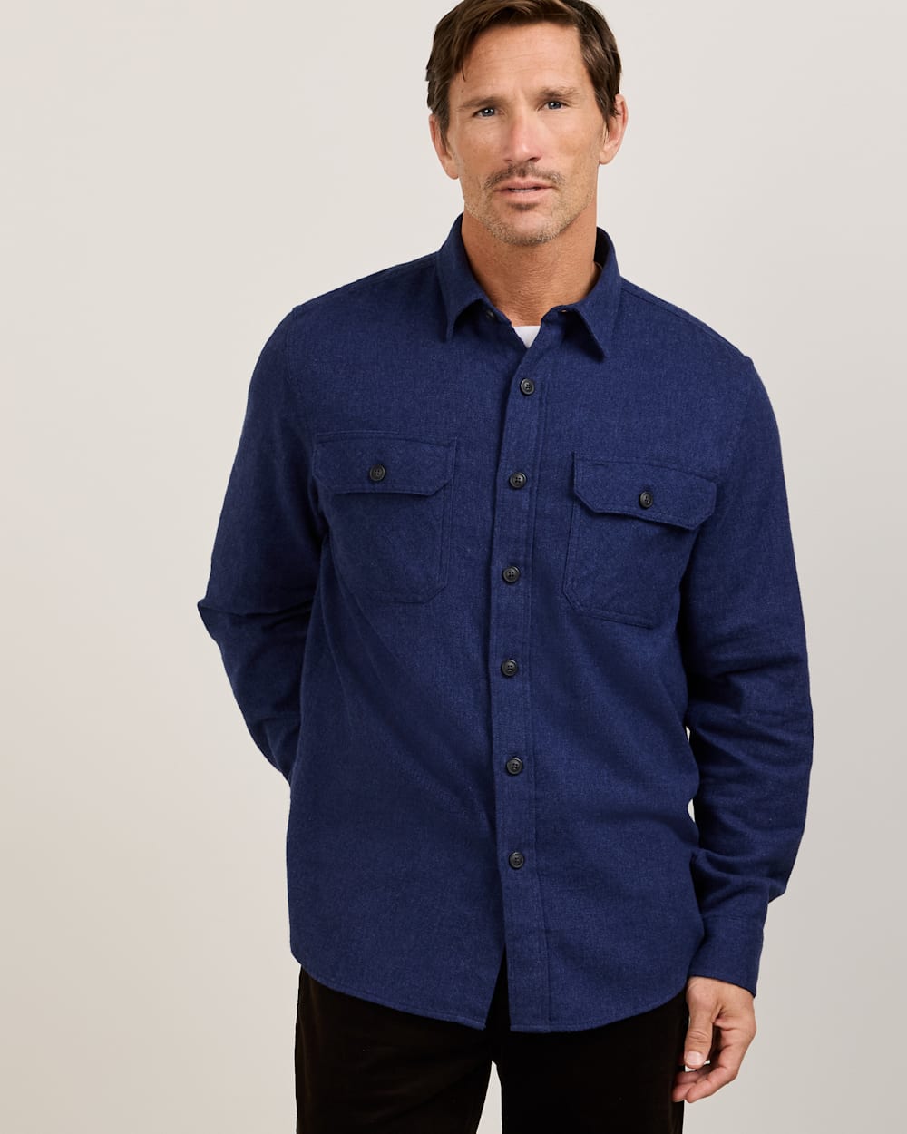 MEN'S BURNSIDE COTTON FLANNEL SHIRT IN NAVY DONEGAL HEATHER image number 1
