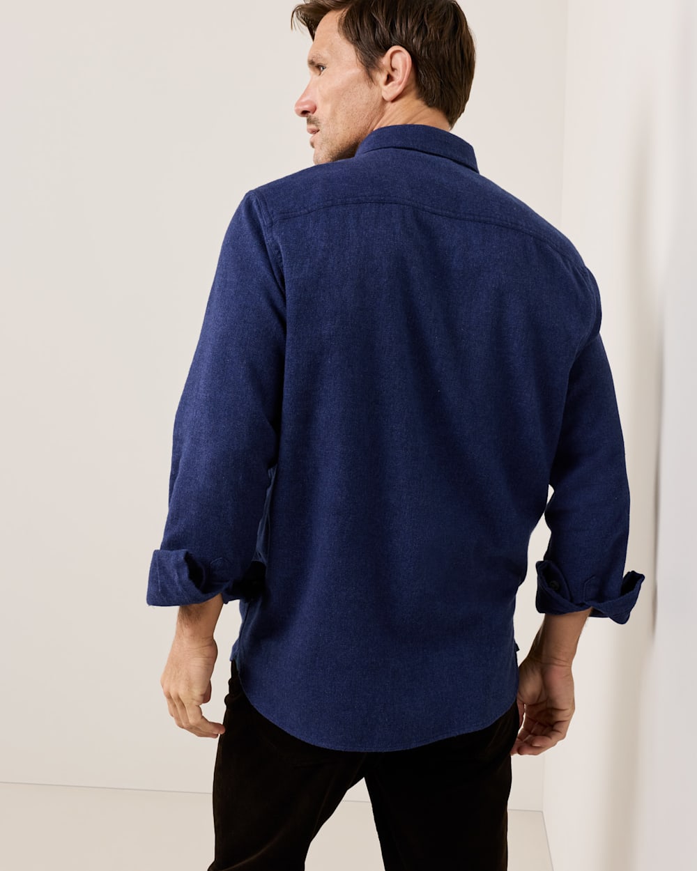 ALTERNATE VIEW OF MEN'S BURNSIDE COTTON FLANNEL SHIRT IN NAVY DONEGAL HEATHER image number 2