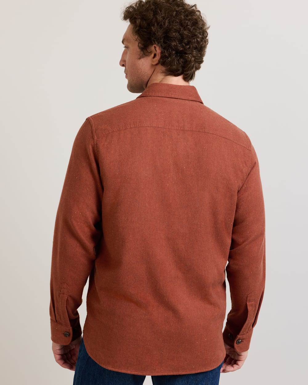ALTERNATE VIEW OF MEN'S BURNSIDE COTTON FLANNEL SHIRT IN RED DONEGAL HEATHER image number 2