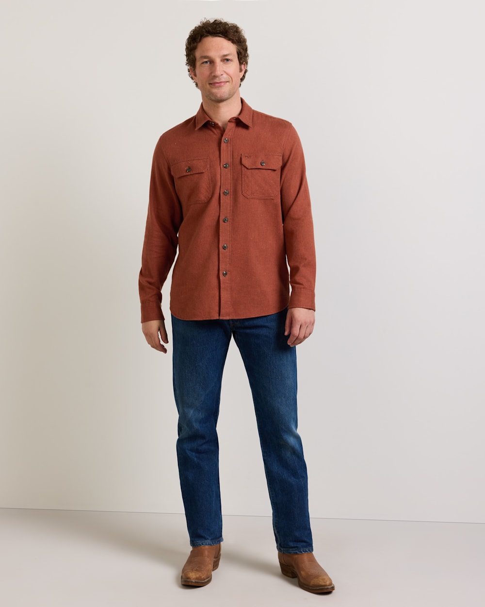 ALTERNATE VIEW OF MEN'S BURNSIDE COTTON FLANNEL SHIRT IN RED DONEGAL HEATHER image number 4