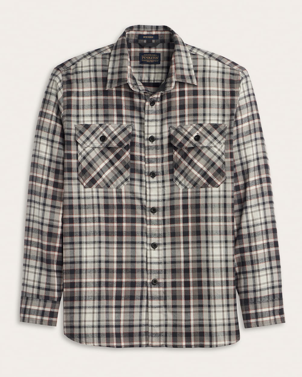 MEN'S PLAID BURNSIDE COTTON FLANNEL SHIRT IN GREY PLAID image number 1