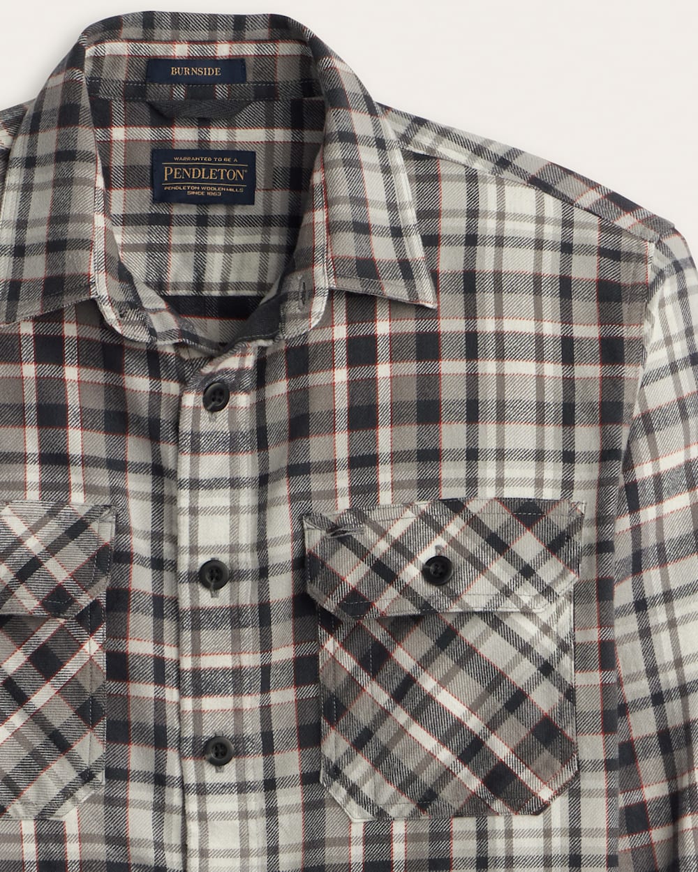 ALTERNATE VIEW OF MEN'S PLAID BURNSIDE COTTON FLANNEL SHIRT IN GREY PLAID image number 2