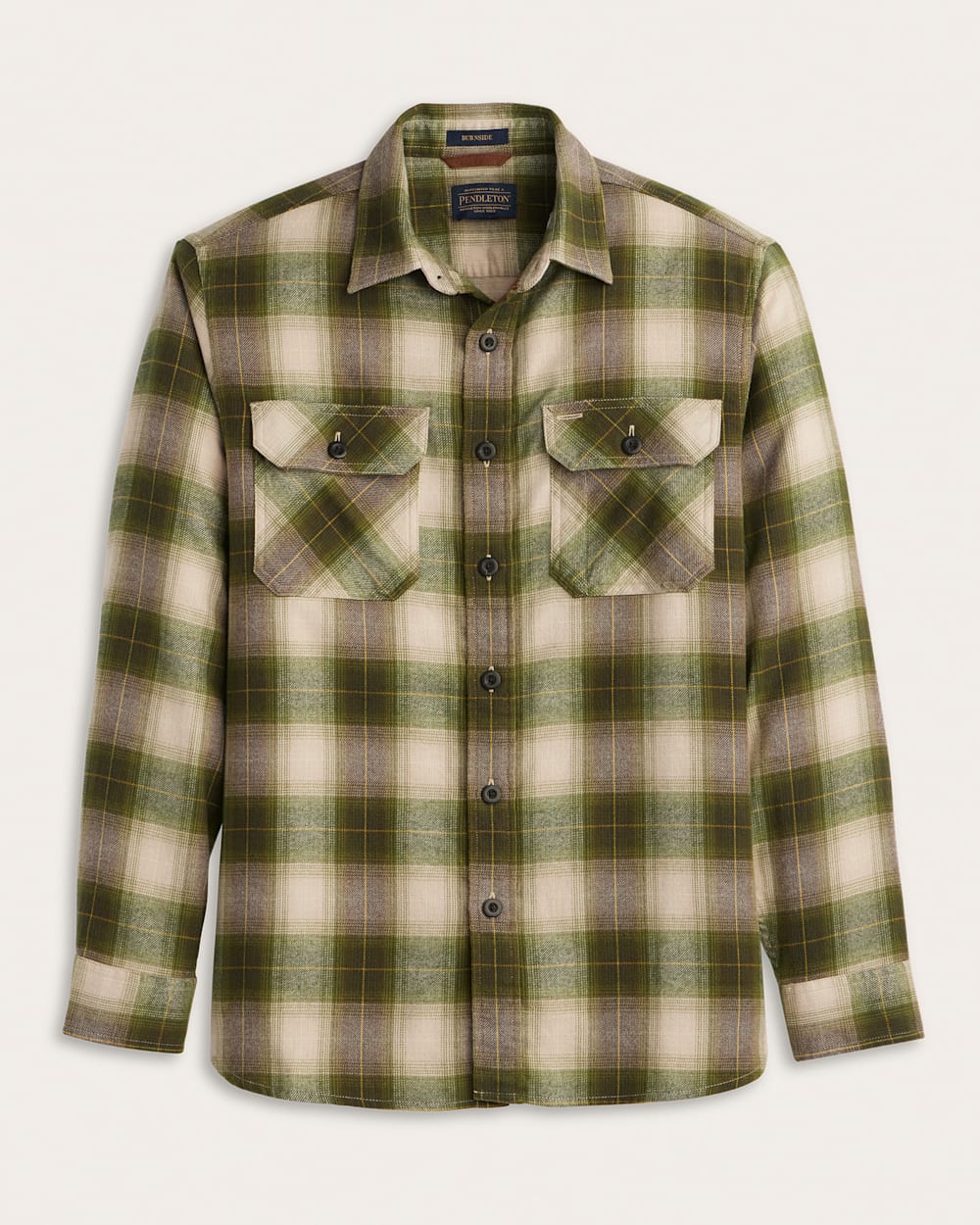 MEN'S PLAID BURNSIDE COTTON FLANNEL SHIRT IN TAN/OLIVE PLAID image number 1
