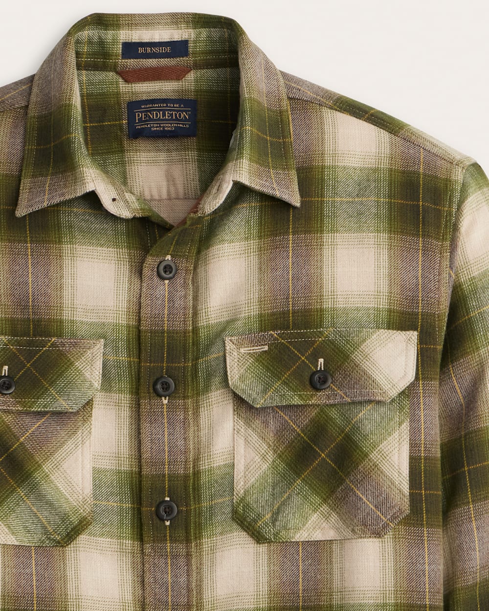 ALTERNATE VIEW OF MEN'S PLAID BURNSIDE COTTON FLANNEL SHIRT IN TAN/OLIVE PLAID image number 2