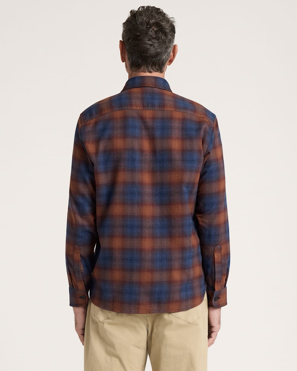 ALTERNATE VIEW OF MEN'S PLAID BURNSIDE COTTON FLANNEL SHIRT IN NAVY/BRICK PLAID image number 2